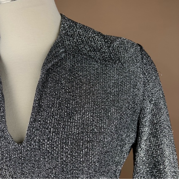 Vintage Metallic Silver and Black Collared Shirt with Matching Skirt Set - Picture 4 of 10